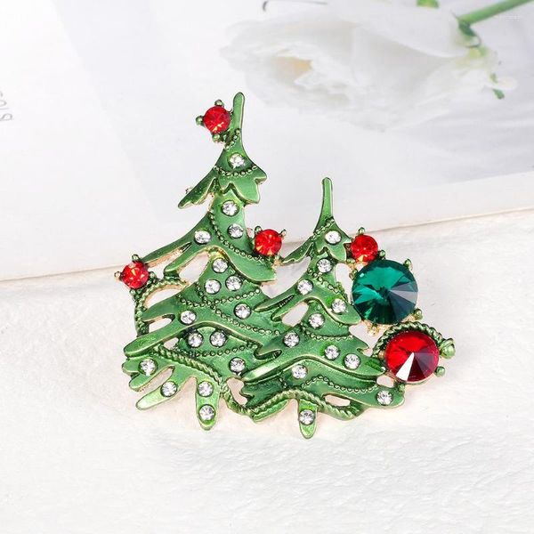 Broches inspirées de la nature Christma Winter Tree Broche Accessoires de fête de vacances Broche de Noël verte Décorations de bijoux de Noël