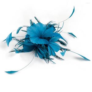 Broches Marine Feather Flower BroochClip Hoofddeksel Hoofdtooi Met Veren Dames Verenkleed Accessoires Tovenaar Pin Haarspeld Voor Vrouwen