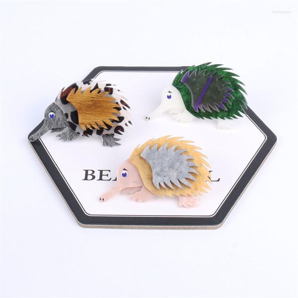 Broches NYN 3 colores lindo erizo acrílico Unisex broche pines 2022 diseño divertido Animal sombrero tela bolsa accesorios fiesta cumpleaños regalo