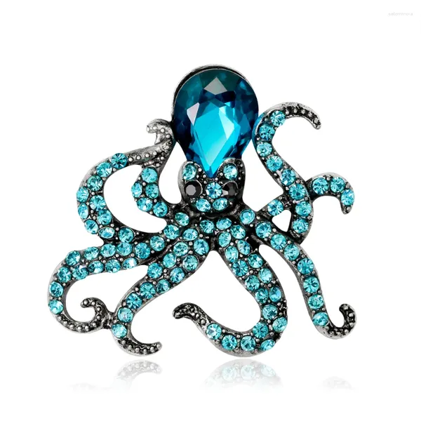 Broches Octopus Épingle en émail broche bleu broches pour femmes hommes mignons animaux de mer