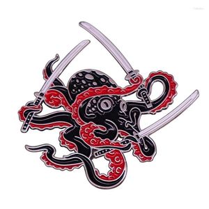 Brooches Octopus Swordsman Pin Black Samurai Backpack Jeans Email Broche Femme Fashion Bijoux Carton Badges de dessin animé