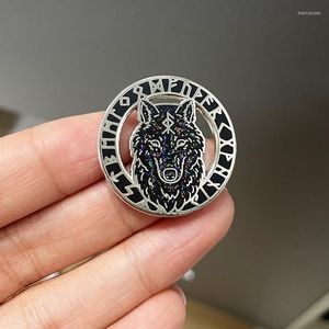 Broches Odin Th0r Viking nordique loup émail broche paillettes Badge bijoux cadeau