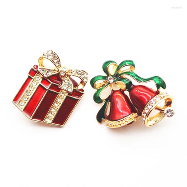 Broches OI Full Red Bells Coffret Cadeau Forme Broche Corsage De Noël Pour Femmes Enfants Pull Sac Hijab Pins Casual Bijoux Cadeaux De Vacances