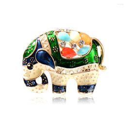 Broches oi Último colorido forma de elefante de elefante Brooch Crystal Animal Pins para mujeres Buff S, bufanda Accesorios de bolsas Joyas