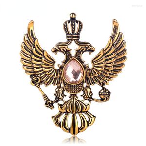 Broches OI Vintage russe emblème National couleur or Antique cristal Badge épinglettes femmes hommes vêtements costume bijoux Clips