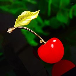 Broches OKILY Korea Simulatie Kersenbroche Mode Sfeer Fruit Brochespelden Gepersonaliseerde Vrouw Kleding Accessoires Sieraden