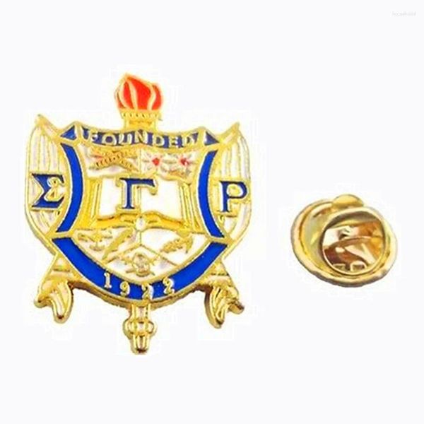 Broches en métal émail couleur Service de fraternité pour femmes, lettres grecques Sigma Gamma Rho bouclier épingle à revers, une pièce, livraison directe