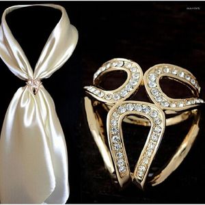 Broches één stuk mode saaie zilver/gouden kleur legering dames sjaal gesp rïtestone kristallen houder zijden xyh001