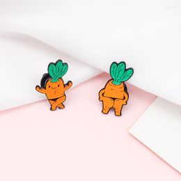 Broches Orange Carotte Émail Pin Bodybuilding Hercule Muscle Revers Sac Légumes Punk Badge Cadeaux Pour Les Amis