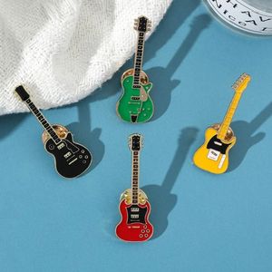 Broches Pack of 4 Musical Instrument Badge Cartoon Guitar Rapel Pins Festival Accessories For Coat Hat