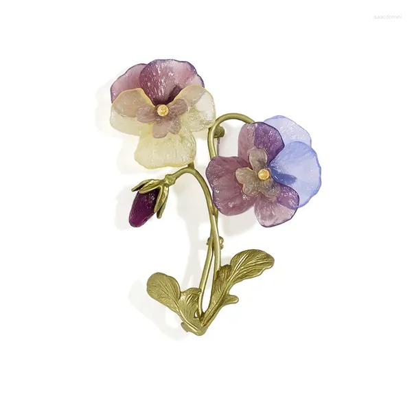 Broches Pansy Double fleur, plante Corsage, Niche de styliste, accessoire, bijoux pour femmes, tendance 2024