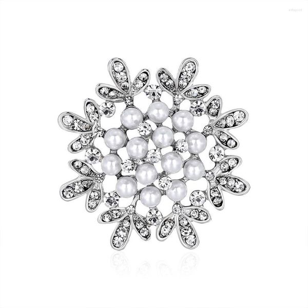 Broches en perles de noël, flocon de neige, strass, année, hiver, fleur, bijoux à la mode, cadeaux