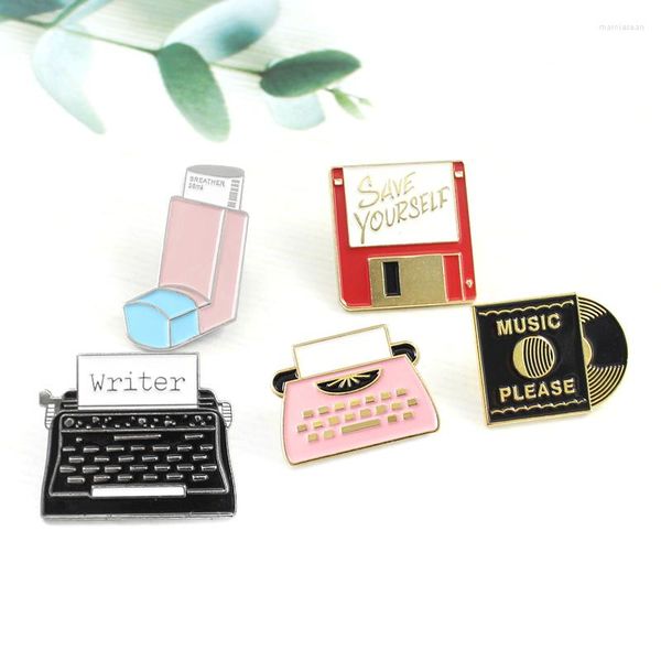 Broches Personnalité Bureau Outils Broche Brillant USB Mémoire Réseau Disque Musique Enregistrement Fax Machine Imprimante Émail Pin Manteau Cap Badge Cadeaux