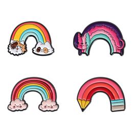 Broches épingle pour femmes enfants cadeaux d'anniversaire sac à dos artisanat décor de mode bijourie bijoux dessin animé animal arc-en-ciel chat en gros broche épingles