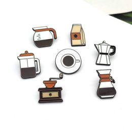 Broches pin for dames heren mode cartoon koffiezetapparaat email ambachten kunst jas shirt sieraden metalen tas decor broches en pinnen te koop