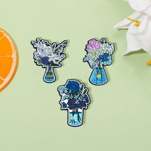 Broches Pin pour femmes hommes drôle fleur plante bleu couleur badge et épingles pour robe chiffons sacs décor mignon émail métal bijoux cadeau pour amis en gros