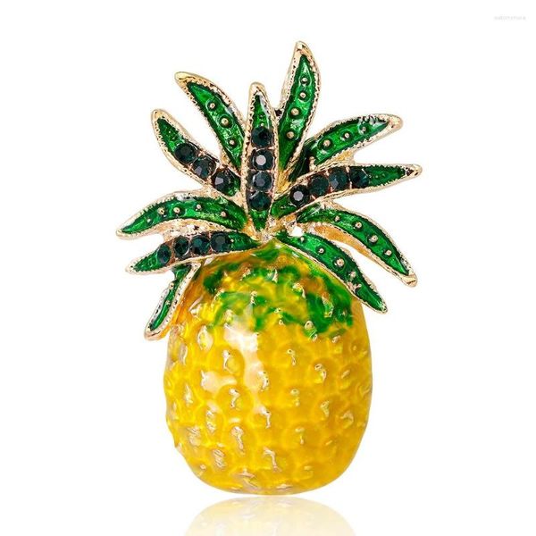 Broches Ananas Strass Fruits Bijoux Femmes Costume Chapeaux Clips Mode Style Broche Jaune Plante Pin Accessoires