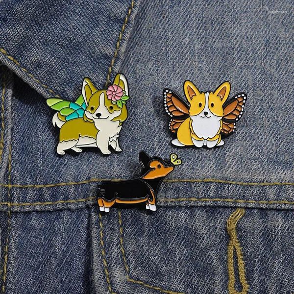 Broches pines de dibujos animados de animales accesorios de ropa de ropa de perro decoración de collar de collar de collar de broche para mochilas insignias de metal