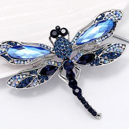 Broches Broches Bleu Cristal Vintage Libellule Pour Femmes Haute Qualité Mode Insecte Broche Manteau Accessoires Animaux Bijoux GiftsPins