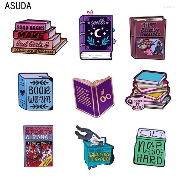 Broches Pins Broche de libro y esmalte Hombres Mujeres Joyería de moda Regalos Anime Película Novela Insignias de solapa Roya22