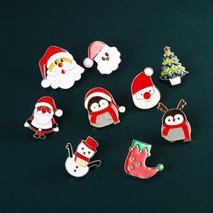 Broches Broches Série De Noël Dessin Animé Pin Santa Bonhomme De Neige Pingouin Arbre Sac À Dos Badges Enfants Cadeau Bijoux Accessoires