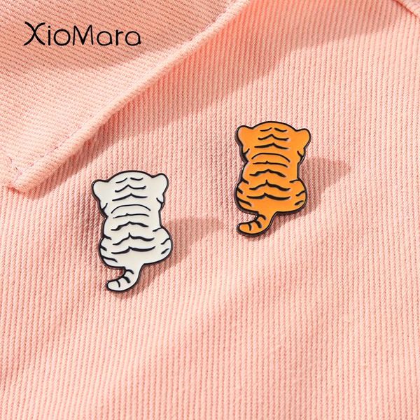 Broches Pins Lindo Tigre Insignias Broche Para Mujeres Y Niños Blanco Amarillo Mochilas En Ropa Solapa Símbolo 2023