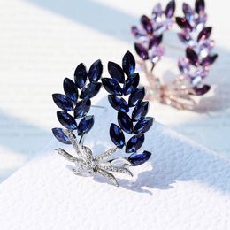 Broches alfileres FARLENA moda cristal Poolive hoja broche diamantes de imitación de lujo para mujeres accesorios de joyería