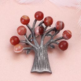 Broches Broches FARLENA Bijoux Vintage Pierre Perles Broche Naturel Agate Arbre Pour Les Femmes