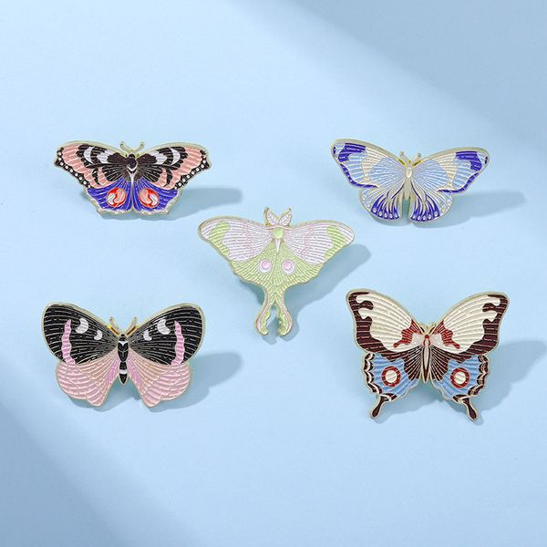 Broches para mujer mariposa insecto moda broche alfileres Clips para ropa de vestir bolsos decoración esmalte Metal joyería insignia al por mayor