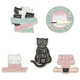 Broches Broches pour Femmes Mode Broche Broches Clips Dessin Animé Animal Chat Lettre Ne Me Dis Pas Que Faire pour Robe Chiffons Sacs Décor Émail Bijoux Badge En Gros