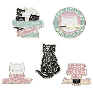 Broches Alfileres para Mujer Broche De Moda Alfileres Clips Animal De Dibujos Animados Letra De Gato No Me Digas Qué Hacer Para Ropa De Vestir Bolsas Decoración Insignia De Joyería Esmaltada Al Por Mayor