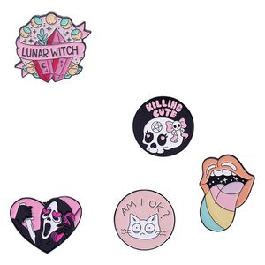 Broches Pins pour femmes mode drôle Badge Animal dessin animé chat lune pour robe chiffons sacs décor mignon émail métal bijoux en gros