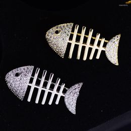 Broches Broches Mode Japonaise Belle Or Et Argent Couleur Métal Fishbone Fun Femmes Veste Pin Col Jupe Anti-ternissement