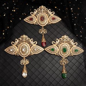 Broches Broches Grand Style Marocain Bijoux Broche Classique Or Cristal Évider Avec Strass Mariage Arabe