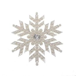 Broches pinnen zilver-tone kerst winter parel sneeuwvlok bloembroche pin pin