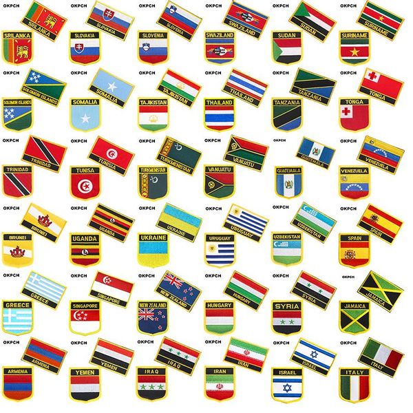 Broches Broches Tadjikistan Thaïlande Turkménistan Venezuela Ouganda Espagne Drapeau Patch Badge 3pcs Un Ensemble Patchs Pour Vêtements DIY Décoration