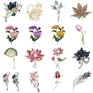 Broches planta flor de esmalte broche retro margarita tulip bouquet canasta de campana orquídea de rosa rosa pensión de boda joyas de boda