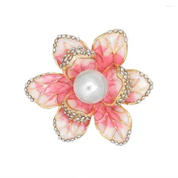 Broches assez exquise fleur perle broche mode élégant camélia bégonia broches florales légères strass de luxe