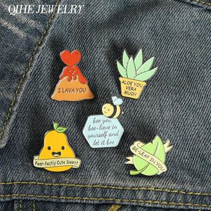 Broches woordspeling email pin grappige memes badges lava bijen blad peer aloë voor mannen vrouwen unisex sieraden groothandel drop