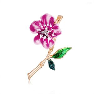 Broches violet émail fleur pour femmes dame mode exquis épinglette printemps été Design mariage Corsage