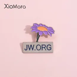 Broches épingles en émail à fleurs violettes jw.org organisationnelle jesus bible badges badges de bande dessinée bijoux pour les amis chrétiens