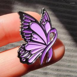 Broches ruban violet papillon sensibilisation à la Violence domestique, broche en émail, Badge vestes à revers, accessoires bijoux