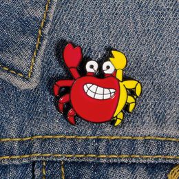 Broches rouge crabe émail broche personnalisé Animal Badge sac chemise revers boucle dessin animé drôle bijoux cadeau pour enfants amis