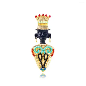 Broques Chieftain tribal en cristal rouge broche broche exotique roi égyptien médiéval émail en strass vintage pour femmes cadeaux