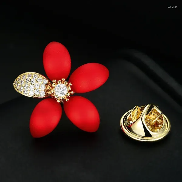 Broches fleur rouge pour femmes plants de beauté en strass