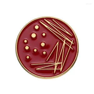 Broches Broche ronde géométrique rouge en émail, ligne à pois, Badge en métal foncé, magnifiquement conçu, accessoire de sac, épingles, cadeau pour amis