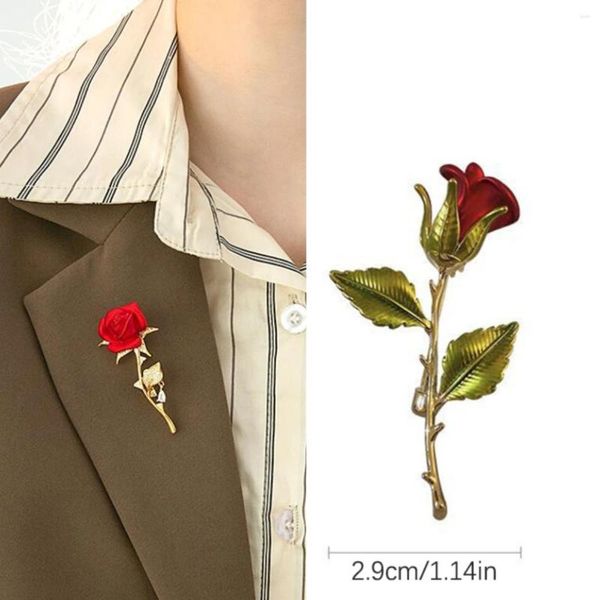 Broches Broche fleur Rose rouge pour femmes, chemisier élégant, robe de luxe, bijoux à la mode, accessoires de fête, cadeau de la saint-valentin