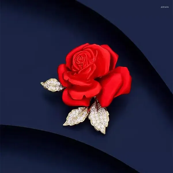 Broches rouge Rose fleur broche femmes Cardigan broche cadeaux spéciaux pour l'année
