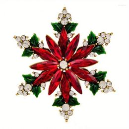 Brooches Red Snowflake pour les femmes en strass de beauté Année de Noël Fleur Broche Broch Pin Cadeaux