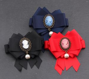 Broches Retro Beauty Head Fabric Broche Broche Fashion Temperamento simple Multicolor Retrato Oval Pearl Women Jewelry